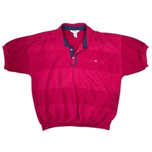 Wentworth Men Vintage Polo Shirt Red Striped XL Short Sleeve Skater Grunge Retro